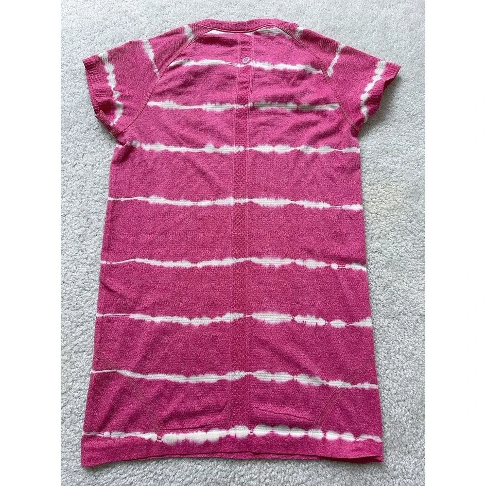 Lululemon Athletica Swiftly Tech Fuschia Pinkish White Tie Dye Shirt 6